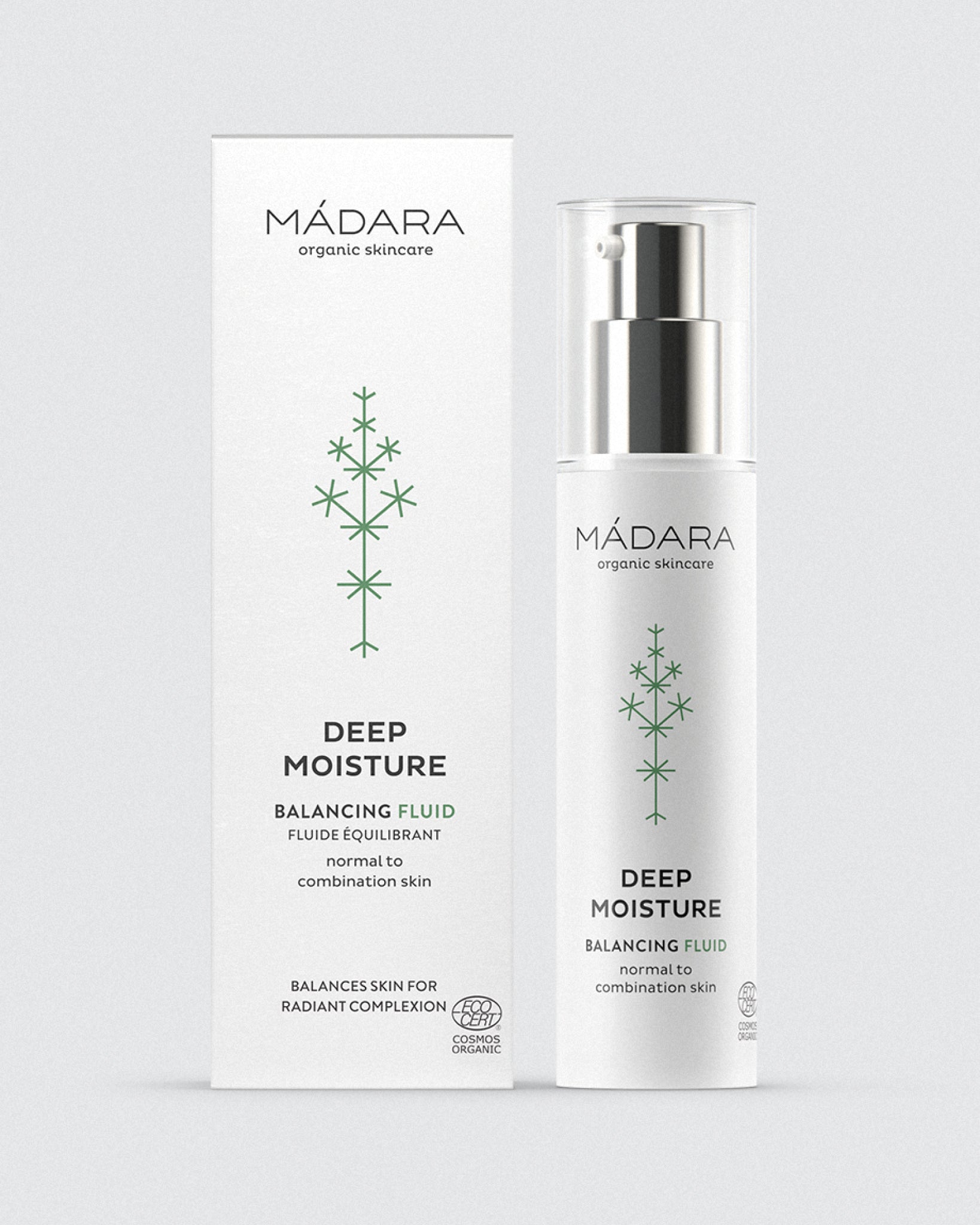 MÁDARA Organic Skincare deep moisture fluid 50ml A2211 product photo on plain background.