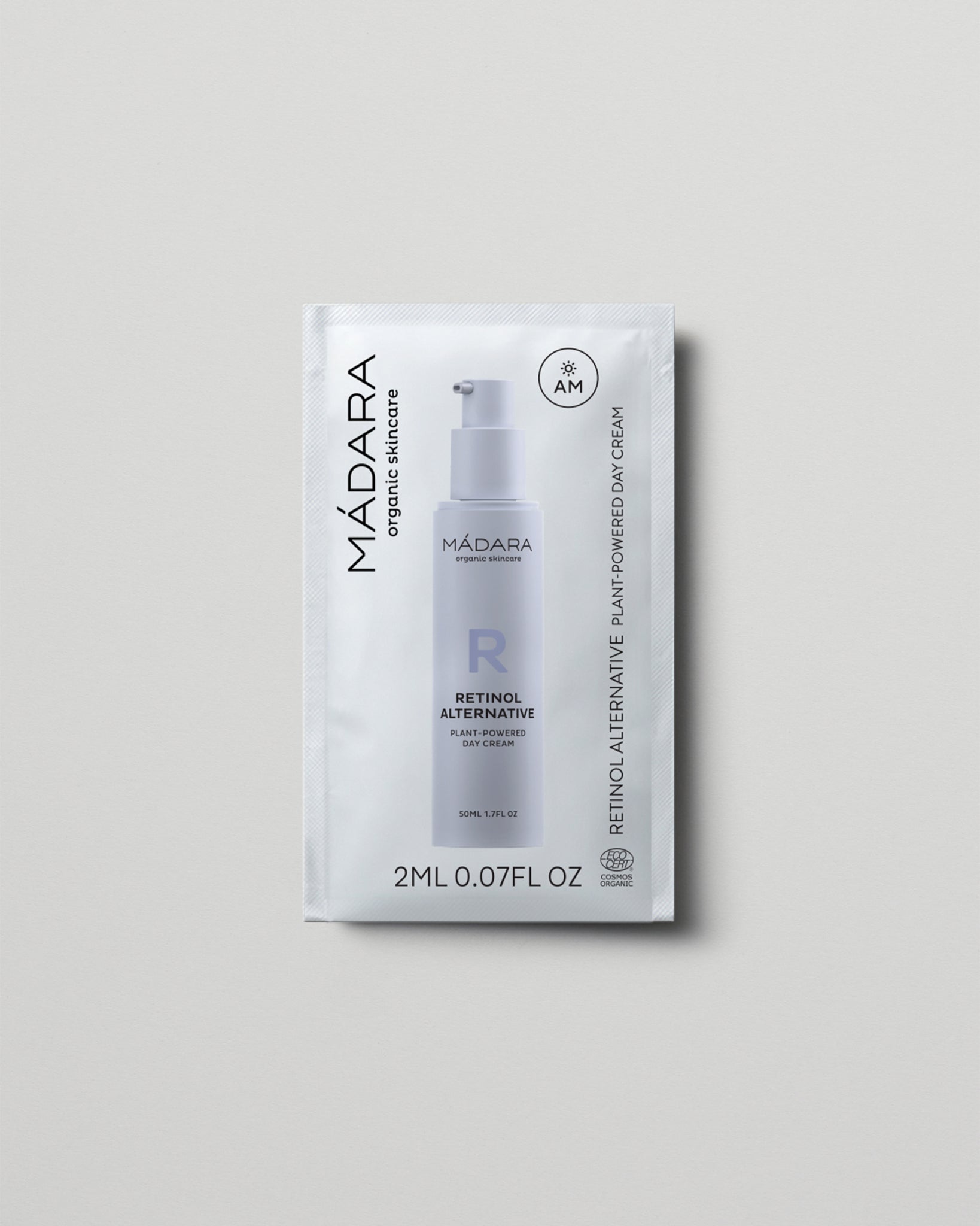 MÁDARA Organic Skincare plant powered day cream 2ml sample SC3350 2 face cream product photo on plain background.